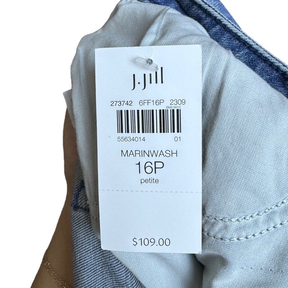 J.Jill High-Rise Creased-Front Full-Leg Jeans Size 16P Wide Leg Denim Marin Wash - Picture 14 of 14